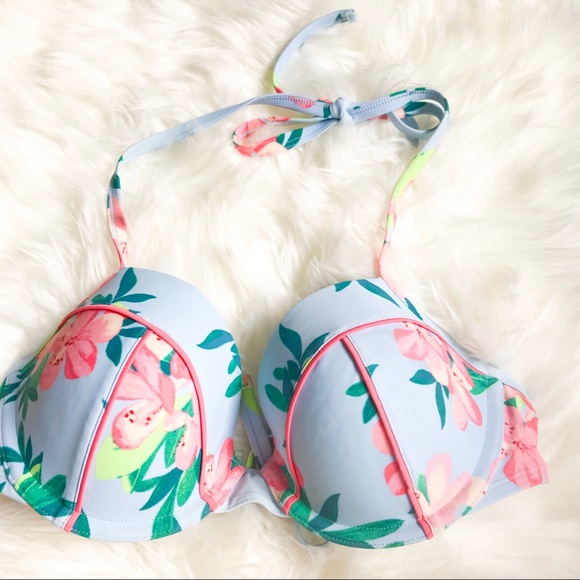 aerie Other - Aerie Floral Halter Bikini Top 34D